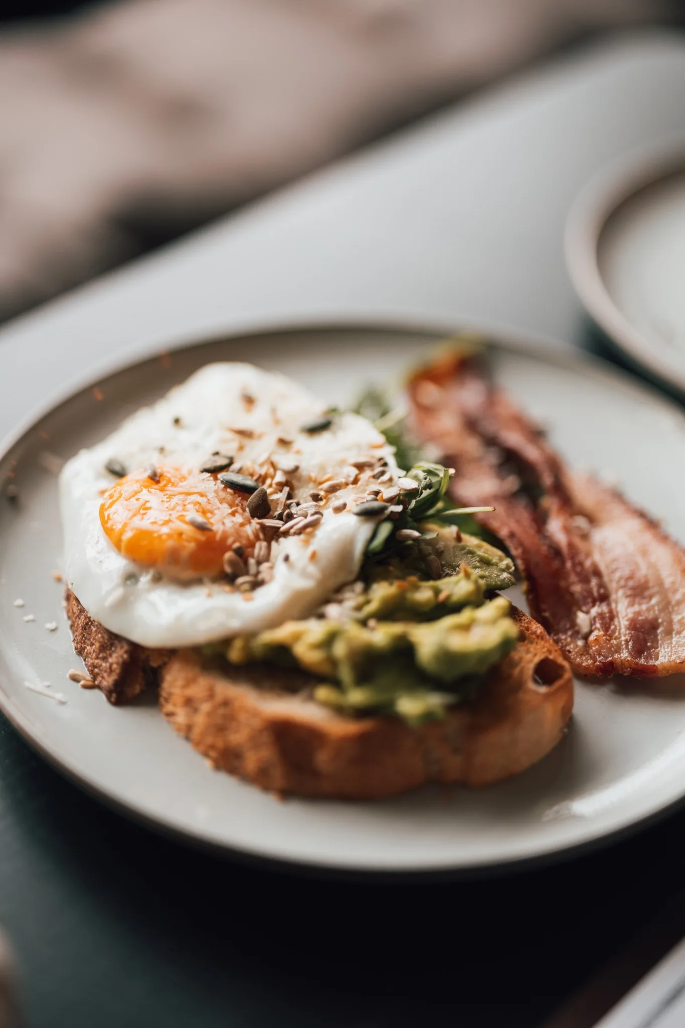 Avocado, egg and bacon brunch at The Butchers Café