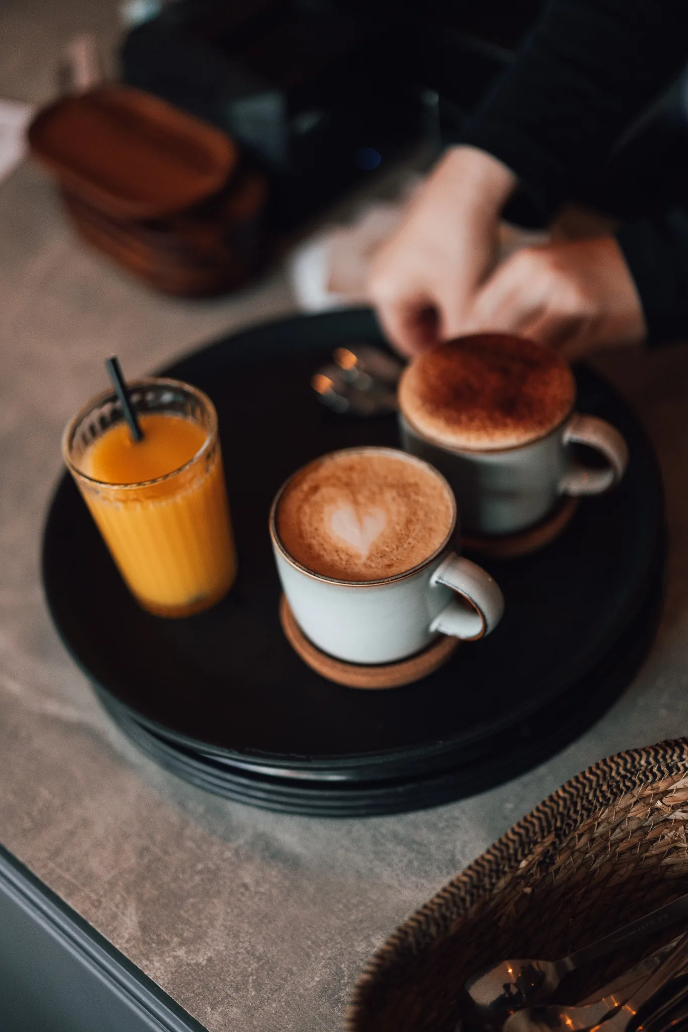 Coffee and orange juice at The Butchers Café